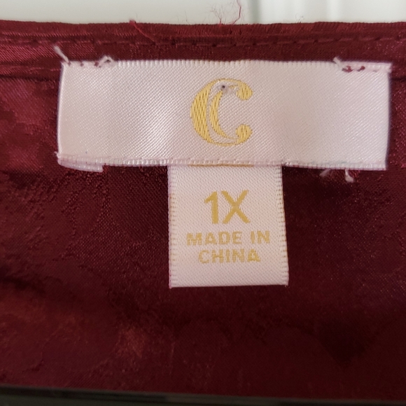 Plus size wrap top 1x silk blouse deep v neck - Picture 7 of 7